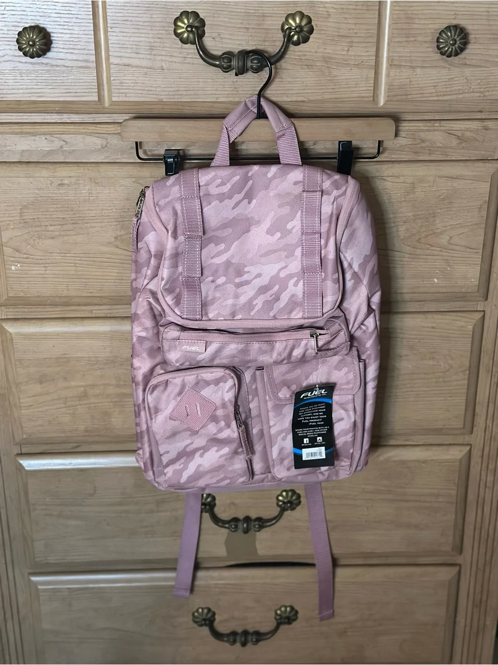 Pink Camouflage Wide Mouth Cargo Backpack - Large Weekend Bag w/ Laptop Sleeve